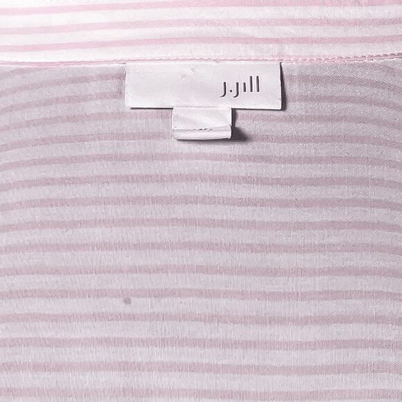 J. Jill Women's Shirt Button Up Pink White Striped V-Neck Blouse Tunic Top Small - Picture 3 of 9